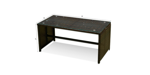 4-Piece Outdoor Wicker Patio Conversation Set with Glass Coffee Table – Brown Rattan Sofa & Armchairs