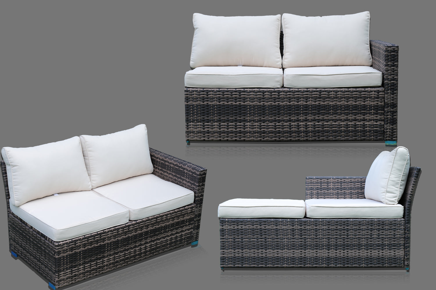 4-Piece Outdoor Wicker Patio Conversation Set with Glass Coffee Table – Brown Rattan Sectional Sofa & Armchairs