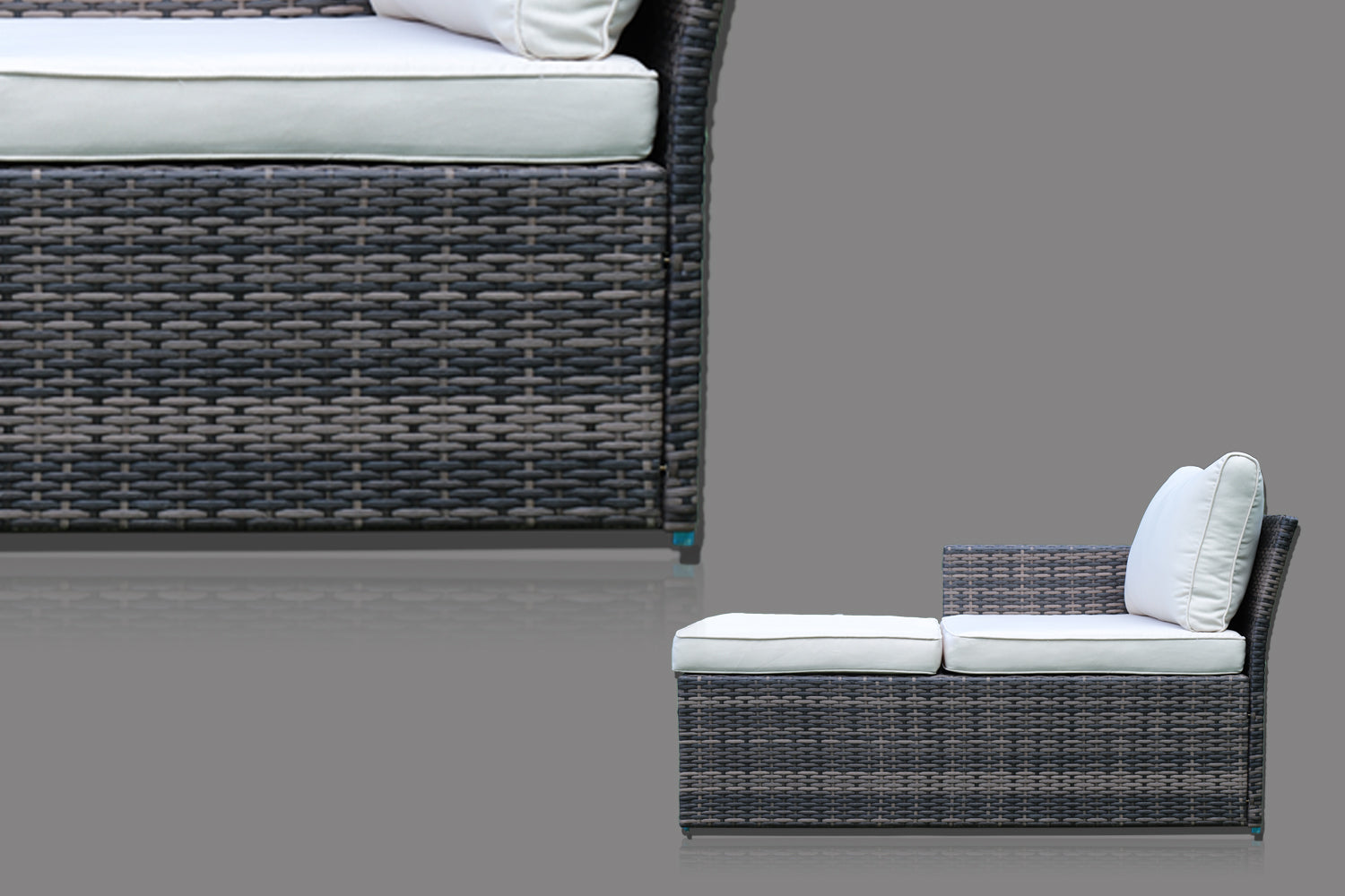 4-Piece Outdoor Wicker Patio Conversation Set with Glass Coffee Table – Brown Rattan Sectional Sofa & Armchairs